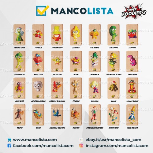 Set Completo Esselunga Super Foodies 3 - 28 Tessere Dominio